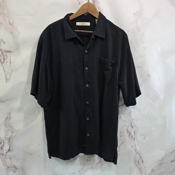 Tommy Bahama Shirt Mens XL Black Silk Short Button Up Sunday Cruiser Bowling - Picture 6 of 10